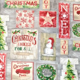 Christmas Fat Quarter 100% Cotton Flannel Fabric Retro Vintage Design