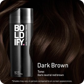 BOLDIFY Hair Fibers (2 x 56g) - Fill In Thinning and Fine Hair for an Instantly Fuller, Thicker Look - 14 Shades for Women & Men - Dark Brown