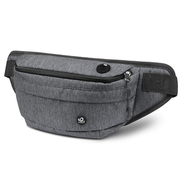 WATERFLY Fanny Pack for Men women water resistant hiking waist bag pack for workout running walking traveling (Dark Gray)