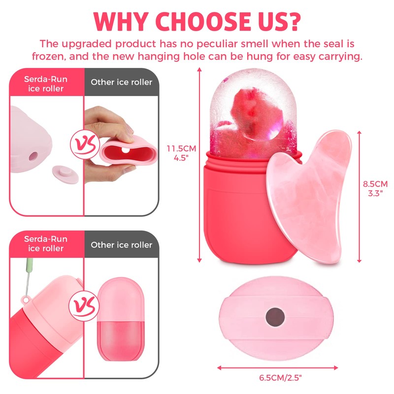 Ice Roller for Face,Gua Sha Facial Tool 2pcs Set,Updated Roller
