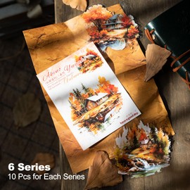 AuriicLeaf Winter Scenery Sticker Set, 60PCS Large PET Stickers for Scrapbooking, Journaling, DIY Crafts, and Art Supplies