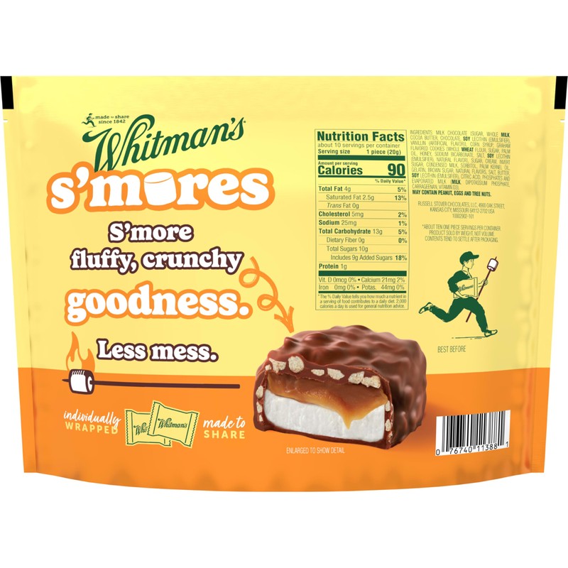 WHITMAN'S S'Mores Caramel Milk Chocolate Candy, Bag 7.3. oz
