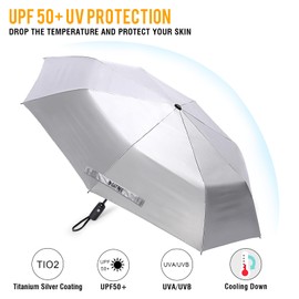 G4Free UPF 50+ UV Protection Mini Travel Umbrella 42 Inch Sun Blocking Folding Umbrella