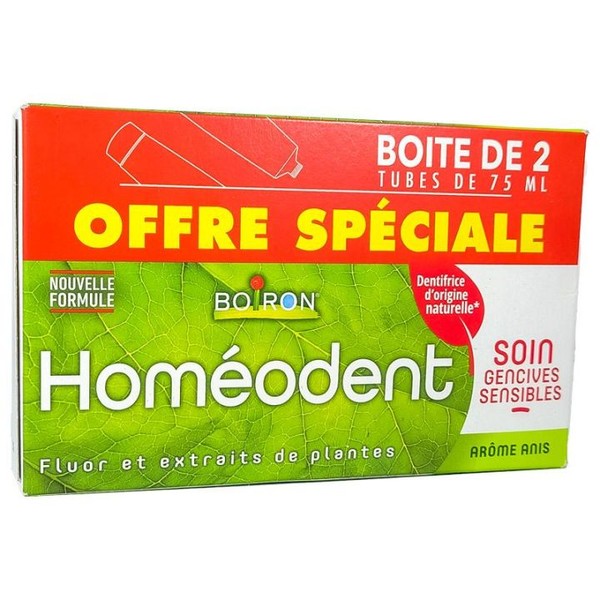 Boiron Complément alimentaire Homéodent Soin gencives sensibles dentifrice homéopathique Boiron, Chlorophyll, Set of 2 boxes