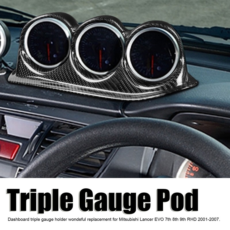 52mm Carbon Fiber Dash Board Triple Gauge Pod Holder Replacement