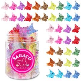 Butterfly Hair Clips Claw, 90s Glitter Y2K Mini Bling Hair Accessories for Women Girls, Cute Dazzling Hair Clip in 10 Sparkly Colors, Durable Grip for Hair Styling, 50 Pieces (Glitter Color)