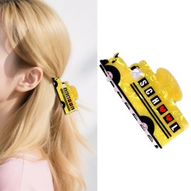Norbiariz 1 Pair Teacher Claw Clip, Hair Clips Cute School Bus, Yellow Teacher Hair Accessories for girl & Women, Back to School Accessories