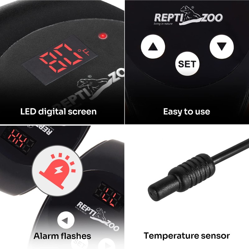 REPTI ZOO Reptile Light Fixture with Dimming Thermostat, 8.5 Inch