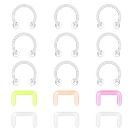 MODRSA Septum Retainer Clear Septum Ring Clear Septum Retainer for Work Plastic Septum Ring for Surgery Septum Piercing Retainer Septum Spacer Acrylic Septum Silicone Septum Ring Hidden Septum Ring