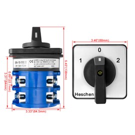 Heschen Universal Rotary Cam Selector Changeover Switch, SZW26-125/D202.2, 660V 125A, ON-OFF-ON 3 Position, 2 Phase, 8 Terminals, CE