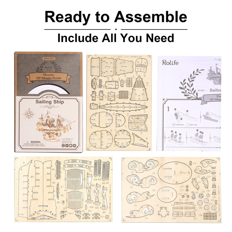 Rolife 3D Wooden Puzzles Model Kit for Adults to Build,