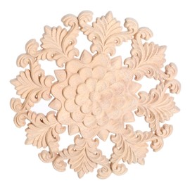 MUXSAM Retro Wood Carved Onlays Appliques, Round Snowflake Woodcarvings Center Decals for Closet Door Cabinet Drawer Wall Ceilling Dresser Wardrobe Crafts Decor(1-Pack, 12cm/4.7")