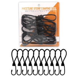 6 Inch Small Bungee Cord with Hooks Camping Accessories - 10 PCS Heavy Duty Elastic Cord Durable Rubber Canopy Ties Perfect for Camping, Luggage, Tents, Wire Hooks