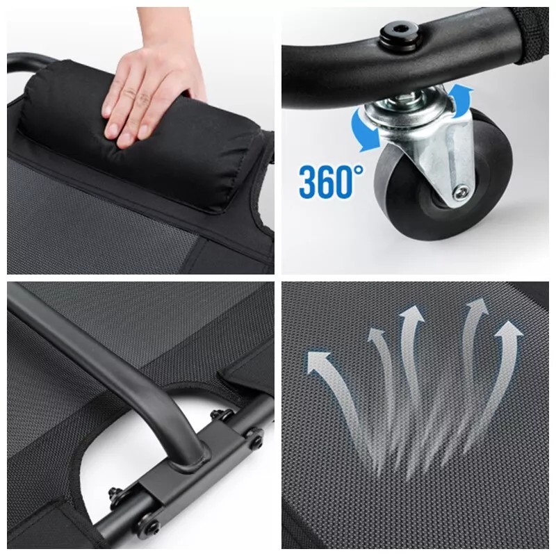 WORKPRO 40" Foldable Mesh Creeper w/Headrest & 4 Caster Wheel