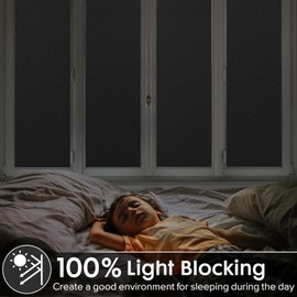 LUTE Blackout Window Film, Light Blocking Room Darkening Frosted Privacy Cling for Glass, Black Out Shades Window Tint for Day Sleep, Static Cling Sun Blocking Blackout Cover, 17.5" x 78.5"