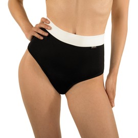 MYLILY Period Bikini Bottoms Black Women's High Waist Bikini Bottoms with White Waistband Periods Bikini High Waist Periods Swimwear for Swimming Periods Swimming Swimming Trunks Black White, black