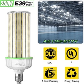 KUKUPPO 250W LED Corn Light Bulbs, 37500Lumen E39 Mogul Base AC110-277V, 5000K Daylight