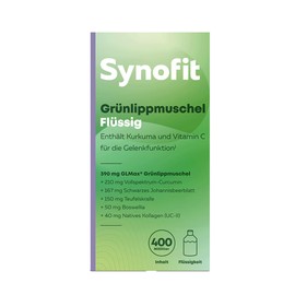 Synofit Grünlippmuschel Flüssig 400 ml - Für die Gelenkfunktion - 100% Reine Grünlippmuschel GLMax®, Bio-Curcumin Bio-CM100®, Ribes Nigrum, Natives Kollagen und Teufelskralle