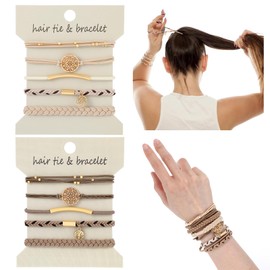 Hair Tie Bracelet, 10 PCS of 5 Styles Elastic Braided Boho Hair Ties for Women, Cute Soft Hair Bands Bracelets No Damage Ponytail Holders Hair Accessories for Girls with Thick and Thin Hair