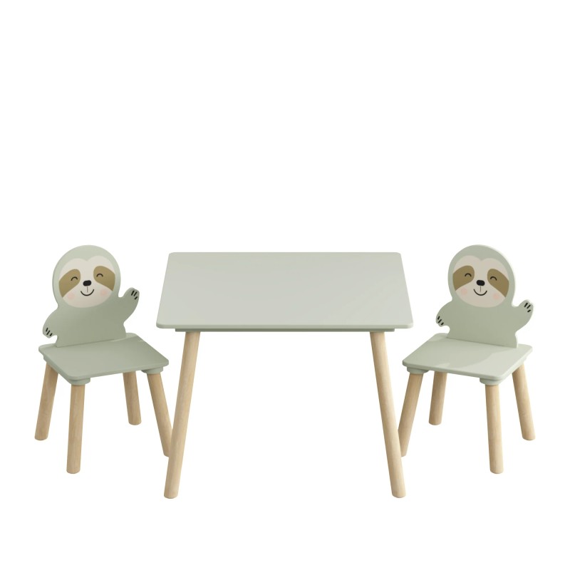 Modern Kids Table Chair Set 2 Sloth Chairs MDF Toddler
