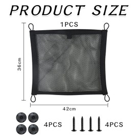 1 Hanging Storage Net Bag, Equipped With 4 Hanging Buckles And 4 Screws, Elastic Net Bag, Multi-Functional Storage Bag, Suitable For Rooms, Bathrooms, Kitchens, Cars, Etc.