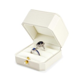 Oirlv Ring Storage Box PU Leather Double Ring Box Ring Gift Box Ring Organsier Box for Proposal, Engagement, Weddings, Birthday, and Anniversary