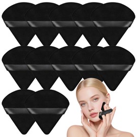 Jasinber Set de 12 esponjas de polvo triangulares para polvo facial, de base cosmética Esponja de belleza Herramientas de maquillaje (Negro)