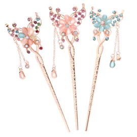 Beaupretty 3 Piezas Palos De Pelo De Flores Chinas Horquillas Para El Pelo Pasador De Moño Accesorios Para El Cabello Chino Para Hanfu Cosplay