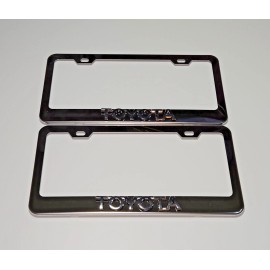 Unbranded 2 pcs Silver License Plate Frame for 3D silver Toyo ta  Logo