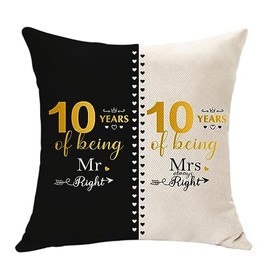 10 Year Anniversary Throw Pillow Cover Gift for Husband Gift for 10 Years Of Marriage Couples 10th Wedding for Her Valentines for Wife Wedding Anniversary 10th Keepsake (10th)