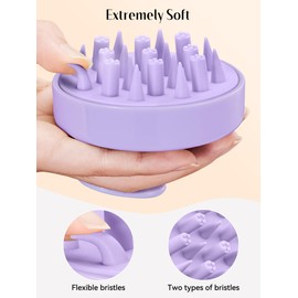 HEETA Hair Scalp Massager Brush, Updated Scalp Exfoliator with Soft Silicone Bristles, Wet & Dry Head Massager Washing Tool for Women, Men, Kids, Lavender Purple