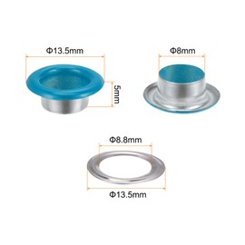 sourcing map 100 Sets Colour Round Nozzles 8 mm Hole Metal Eyelets with Washers for Scrapbooking Shoes Clothing Leather Canvas Sky Blue