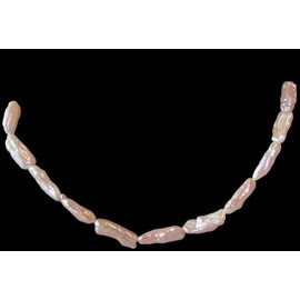 PremiumBead Natural Creamy Peach Biwa FW Pearl 8" Strand | 25x7.5-18x9mm |