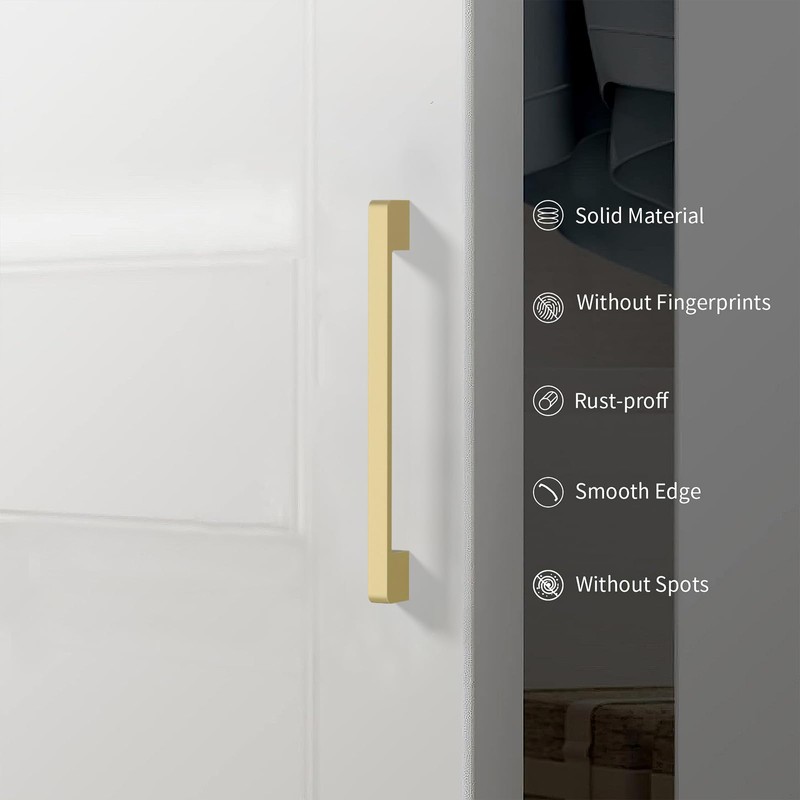 KNOKLOCK 10 Pack 3.75 Inch(96mm) Kitchen Cabinet Handles Brushed Gold