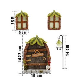 LSRVNM 4 Pieces Garden Fairy Door, Resin Elf Door Sculpture, Miniature Elf Door, Garden Decoration, Glow in the Dark, for Trees, Gardens, Outdoors