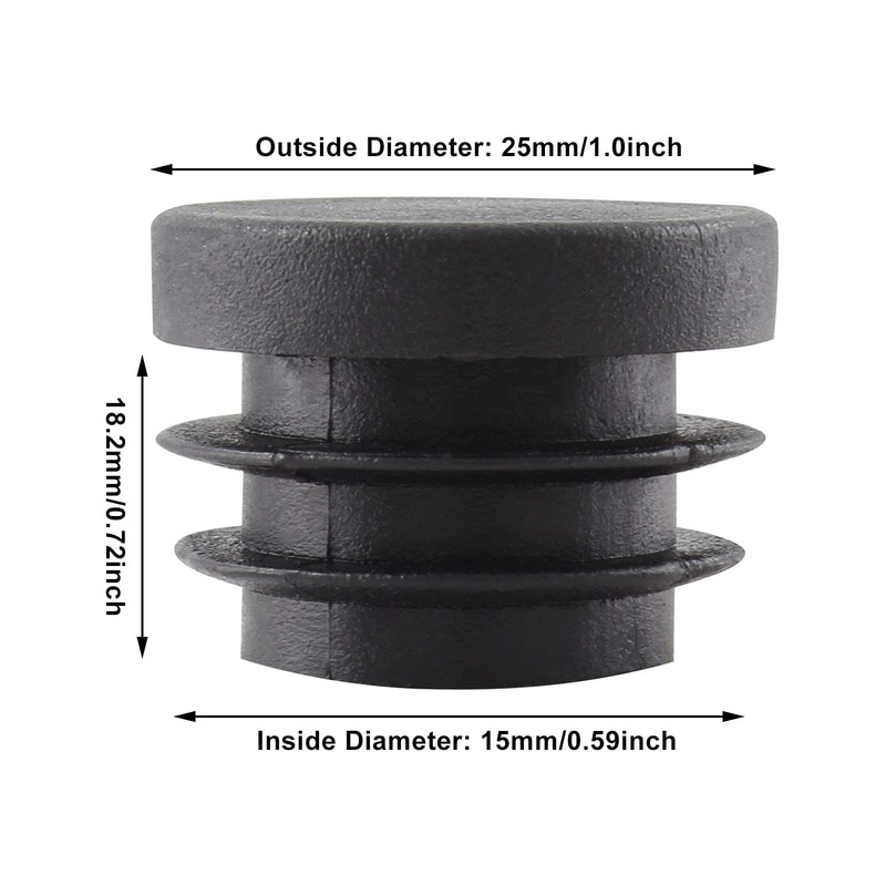 Piutouyar 12 Pack 1 Inch Plastic Plugs, Black Round End