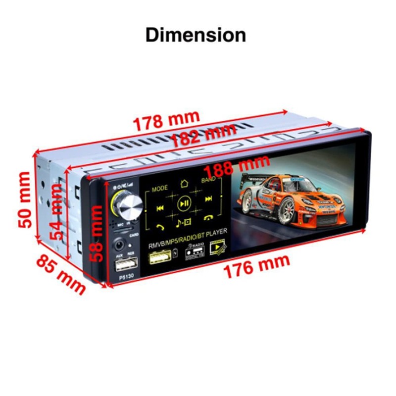 Baceyong Car Radio Bluetooth FM Tuner 4.1 inch Touch Screen