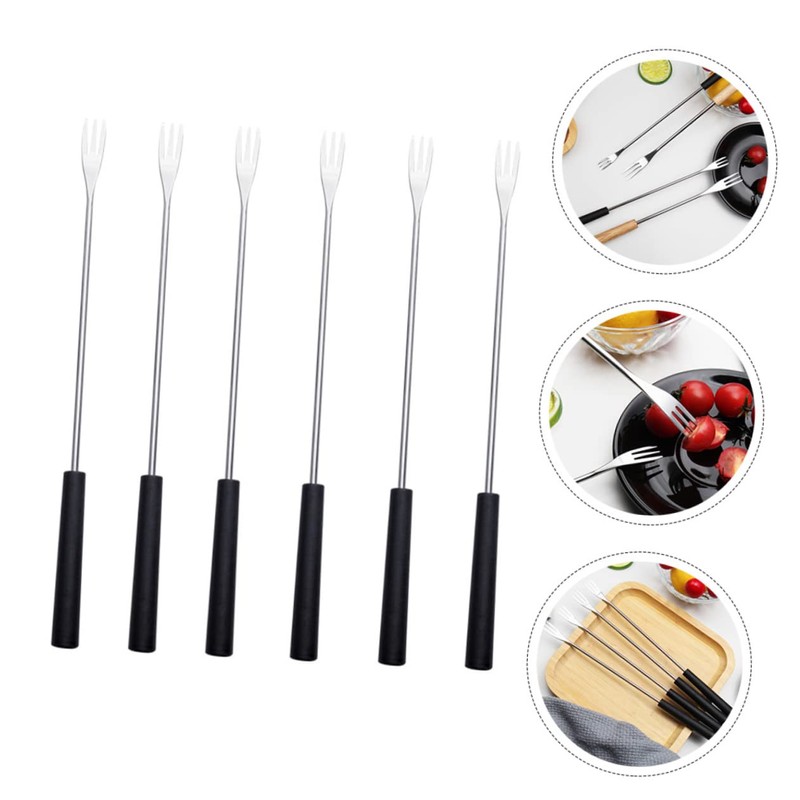 Ciieeo 6Pcs Stainless Steel Fondue Forks Household Dipping Forks with