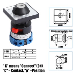 Shengbowi Key Switch Rotary Switch Universal Changeover Switch for Switching Between Shore Power and Solar Inverters Suitable for RV Camper Boat