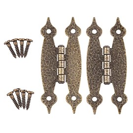 Hammered Antique Brass "H" Type Cabinet Door Hinges | 3 1/2" High x 1 1/2" Wide | Pack of 20 | Flush Mount Furniture Hinges | H13-H526ABPR (10)