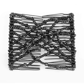 Double Magic Hair Comb Double Comb Design Festival Prom Magic Hair Comb Gift Party Bead Style Red Blue Black White Pink Coffee (Black)