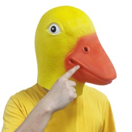 BEJOYFMY Yellow Duck Mask, Novelty Latex Cute Animal Dress Up and Pretend Cosplay Fancy Dress Head Mask for Adults