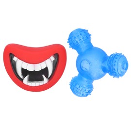 Pet Chew Toy Set Interactive Puppy Teething Red Lip Demon Food Leaking Pet ToysBlue