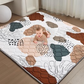TreeBud Baby Play Mat - Thicken 71x59 Inch Soft Foam Crawling Mat for Playpen & Floor, Non-Slip Waterproof Activity Playmats for Infants & Toddlers, Portable Foldable & Machine Washable, Boho Design