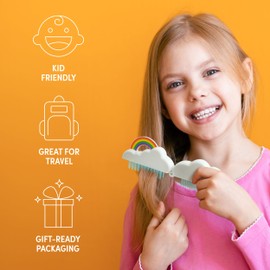 Genuine Fred HEAD IN THE CLOUDS Folding Brush and Comb, Fun Cloud and Rainbow Design, Hair Care Tool and Detangling Comb, Great for Travel and Diaper Bags, Fun Gift and Stocking Stuffer