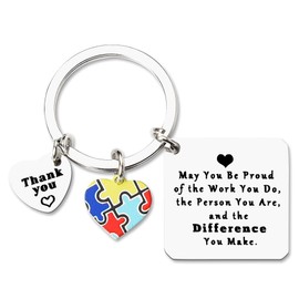 Autism Teacher Keychains Appreciation Gifts for Women Men Therapists Special Education Teacher Inspirational Thank You Christmas Birthday Cifts for Autistic Teachers Autism Awareness Keychain