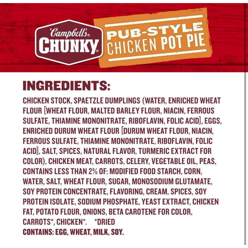 Campbell's Chunky Soup, Pub-Style Chicken Pot Pie Soup, 18.8 oz