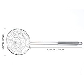 Letschef Stainless Steel Spider Strainer Asian Kitchen Mesh Wok Strainer Wire Food Cooking Skimmer Basket, 7-Inch, Hand-Made