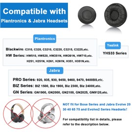 Ear Cushions for Plantronics Headset Replacement 50mm Ear Pads Designed for Headphone Plantronics HW251N HW261N HW510 HW520 Blackwire C310 C320 3210 3220 3320 Jabra Pro 920 930 Biz 1500 2400(10 Pack)