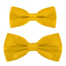 DonDon Father-son bow tie set in partner look, already tied and adjustable, yellow